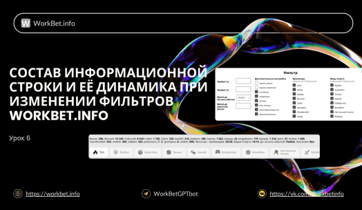 Состав информационной строки и её динамика при изменении фильтров WorkBet.info обложка 1